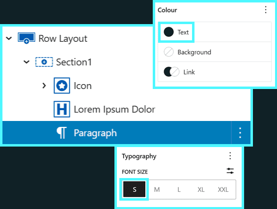 Setting the paragraph text, colour and size