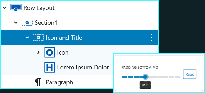 Nested section styling with medium bottom padding